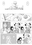  animal_ears bow braid cat_ears comic doujinshi egg eyeball food hair_bow hairband heart kaenbyou_rin kiga3bon komeiji_satori long_hair monochrome multiple_girls reiuji_utsuho short_hair skirt third_eye touhou translation_request twin_braids wings yawning 