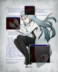  absurdres angela_(project_moon) artist_name blue_hair carmen_(project_moon) closed_eyes coat commentary_request full_body highres lab_coat library_of_ruina lobotomy_corporation long_hair lying on_side project_moon sleeping takogato 