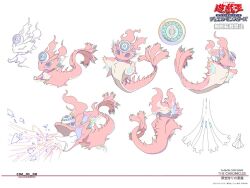  anonymous_(yu-gi-oh!) commentary_request concept_art copyright_logo copyright_name creature duel_monster flat_color lineart logo multiple_views no_humans official_art partially_colored snake-eyes_poplar tail third_eye yu-gi-oh! 