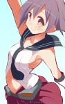  1girl 9law arm_up blush character_request highres kantai_collection sakawa_(kantai_collection) short_hair skirt smile solo 