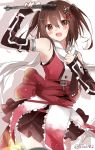  1girl brown_eyes brown_hair gloves kantai_collection sendai_(kantai_collection) shijima_(sjmr02) short_hair smile torpedo two_side_up uniform 