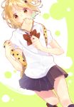  1girl absurdres blush food_in_mouth haikyuu!! highres looking_at_viewer mouth_hold school_uniform short_hair solo tears toast toast_in_mouth tyanotya yachi_hitoka 