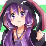  1girl animal_ears hood hoodie low_twintails lowres matsu_(sekaowaoneok) purple_hair rabbit_ears smile solo twintails violet_eyes vocaloid yuzuki_yukari 