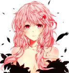  1girl bare_shoulders breasts cleavage guilty_crown hair_ornament hairclip highres long_hair looking_at_viewer pink_hair red_eyes solo twintails yuzuriha_inori 