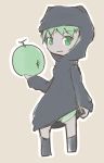  brown_background dark_skin food fruit green_eyes green_hair green_panties holding holding_food holding_fruit holding_up isis-chan knife looking_at_viewer melon outline panties pantyshot real_life robe simple_background underwear wind_lift 