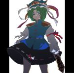  akiyoku bow green_hair hat highres long_sleeves ribbon shiki_eiki short_hair shoulder_pads skirt touhou 