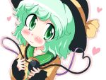  bow geetsu green_eyes green_hair hat heart heart_of_string komeiji_koishi ribbon short_hair solo touhou 