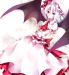  bat_wings hat red_eyes remilia_scarlet short_hair silver_hair touhou wings yuzuki_karu 