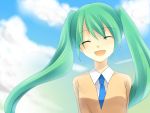  cloud clouds green_hair hatsune_miku long_hair necktie smile twintails uto_uto vocaloid 