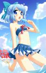  bikini blue_eyes blue_hair cirno flat_chest hoshie navel popsicle shochuumimai solo swimsuit touhou translated water 