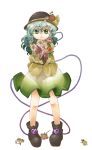  flower green_eyes green_hair hat heart komeiji_koishi makako pigeon-toed short_hair skirt smile touhou 