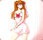  blue_eyes blush bow hairu long_hair neon_genesis_evangelion orange_hair rebuild_of_evangelion shikinami_asuka_langley solo souryuu_asuka_langley wavy_mouth 