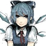  bad_id cirno sketch smile solo touhou unknown_(artist) wings 