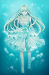  blonde_hair blue_eyes cilq dress european_clothes long_hair original underwater water 