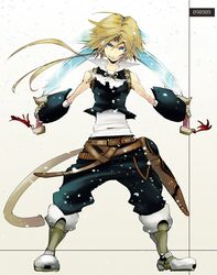  blonde_hair blue_eyes final_fantasy final_fantasy_ix weapon zidane_tribal 