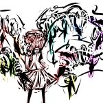  back bad_id f7(eiki) flandre_scarlet red_eyes solo touhou wings 