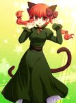  animal_ears bad_id braid cat_ears cat_tail hair_ribbon highres kaenbyou_rin maroppe multiple_tails red_eyes red_hair redhead ribbon short_hair tail touhou twin_braids twintails 