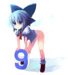  1girl bent_over bottomless cirno no_pants panties popsicle shin_(new) solo touhou underwear 