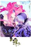  blue_eyes blue_hair breast_press breasts choker flower hat head_band highres lolita_fashion long_hair mini_top_hat multiple_girls original pink_hair ribbon sayuri_(artist) sayuri_(pixiv355386) top_hat twintails wink 