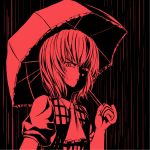  ascot aw bad_id kazami_yuuka monochrome plaid_vest red short_hair touhou umbrella 