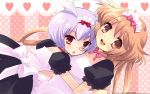  alice_(alice_parade) alice_parade animal_ears apron blush bunny_ears glasses happy heart hug itou_noiji long_hair maid miori_(alice_parade) multiple_girls orange_eyes orange_hair purple_hair rabbit_ears red_eyes ribbon short_hair silk silk_(alice_parade) smile 