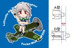  braid chibi commentary_request fw_190 green_eyes izayoi_sakuya knife long_hair maid ribbon sakurato_tsuguhi touhou twin_braids world_war_ii 