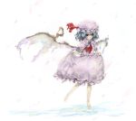  dress dress_lift hat maru_(artist) maru_(formed) red_eyes remilia_scarlet solo touhou wings 