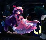  1girl book hat long_hair mary_janes patchouli_knowledge purple_eyes purple_hair shin_(new) shoes solo touhou violet_eyes 