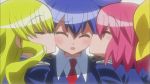  3girls blush cap heart kiss kuchinashi_(needless) mio_(needless) needless setsuna_(needless) yuri 