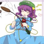  :d backpack bag cattail closed_eyes cosplay eyes hair_bobbles hair_ornament hairband hat heart kawashiro_nitori kawashiro_nitori_(cosplay) key komeiji_satori kt2 laughing lowres oekaki open_mouth plant purple_hair short_hair smile solo touhou twintails 