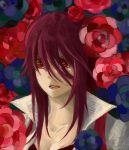  fukukichi izayoi_aki long_hair lowres red_eyes red_hair redhead rose yugioh_5d&#039;s yuu-gi-ou yuu-gi-ou_5d's 