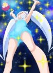  1girl armpits arms_up blue_hair cure_princess female from_below happinesscharge_precure! haruyama_kazunori long_hair open_mouth precure ribbon_(happinesscharge_precure!) shirayuki_hime sparkle twintails 