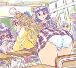 ass classroom freckles gyaru-ko hair_bun long_hair mimonel oshiete!_gyaru-ko-chan panties school_uniform skirt underwear 