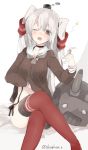  1girl amatsukaze_(kantai_collection) brown_eyes gloves hair_twirling kantai_collection long_hair rensouhou-kun silver_hair slaughter_z solo tears twintails twitter_username wince 