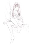  1girl long_hair monochrome original sketch solo thigh-highs traditional_media twintails yoshitomi_akihito 
