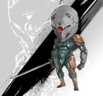  1boy armor chibi cyborg gray_fox helmet ikuyoan katana mask metal_gear_(series) metal_gear_solid solo sword weapon 