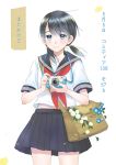  1girl bag black_hair blue_eyes camera izumitanu original school_uniform serafuku skirt smile solo 