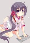  akebono_(kantai_collection) alternate_costume bell flower hair_bell hair_flower hair_ornament kantai_collection looking_at_viewer nagasioo purple_hair side_ponytail tagme violet_eyes 