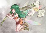  1girl fairy fairy_wings flower green_eyes green_hair long_hair toraya wings 