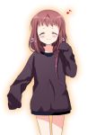  1girl brown_hair closed_eyes hazuki_(nukisasi) long_hair mukaido_manaka nagi_no_asukara smile standing sweater 