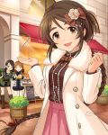  3girls aihara_yukino braid brown_eyes brown_hair idolmaster idolmaster_cinderella_girls katagiri_sanae long_hair multiple_girls official_art smile yamato_aki 