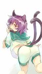  animal_ears cat_ears cat_tail kantai_collection multiple_tails nonco purple_hair school_uniform serafuku short_hair shorts tail tama_(kantai_collection) 