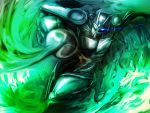  1boy armor blue_fire fire green_fire jojo_no_kimyou_na_bouken no_humans rapier silver_chariot solo stand_(jojo) sword untsue weapon 