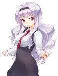  1girl breasts dated dress hairband idolmaster large_breasts long_hair looking_at_viewer nagian necktie purple_hair shijou_takane simple_background smile solo violet_eyes white_background 