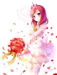  blush bouquey dress headdress love_live!_school_idol_project nishikino_maki purple_eyes redhead short_hair wedding 