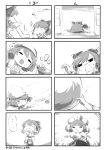  4koma bread comic doujinshi eating flower flower_on_head food hakurei_reimu highres kazami_yuuka multiple_4koma touhou yuzu_momo 