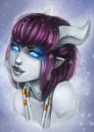  blue_eyes blue_skin borrowed_character draenei flesh-odium horns monara pointy_ears purple_hair short_hair warcraft 