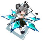  1girl animal_ears byourou capelet character_name dowsing_rod grey_hair jewelry mouse_ears mouse_tail nazrin pendant red_eyes short_hair solo tail touhou 
