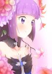 1girl aikatsu! blush enelis flower hikami_sumire idol long_hair purple_hair smile solo violet_eyes 