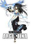  1girl 2014_fifa_world_cup absurdres argentina bird black_hair daibajoujisan earrings highres jewelry long_hair personification star world_cup 